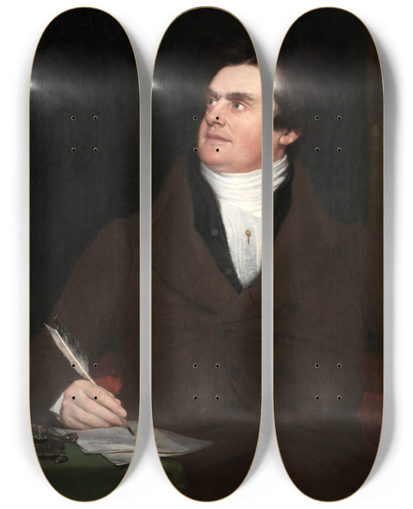 Triptych art skateboard deck of William Page Colonel William Leete Stone by William Page (1811-1885)