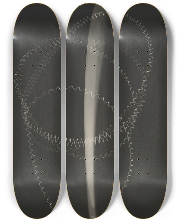 Triptych art skateboard deck of Man Ray Thefeather by Man Ray (1890-1976)