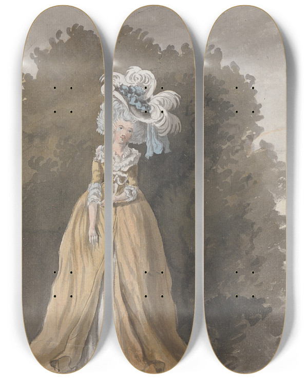 Triptych art skateboard deck of James Miller Figure Study Of A Lady_2 by James Miller (1773-1814)