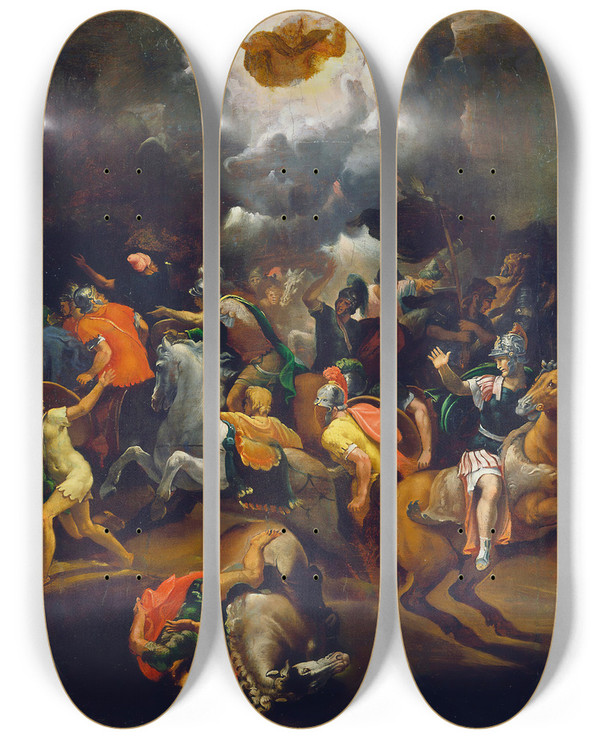 Triptych art skateboard deck of Follower Of Raphael The Conversion Of Saul by Follower of Raphael (1483-1520)