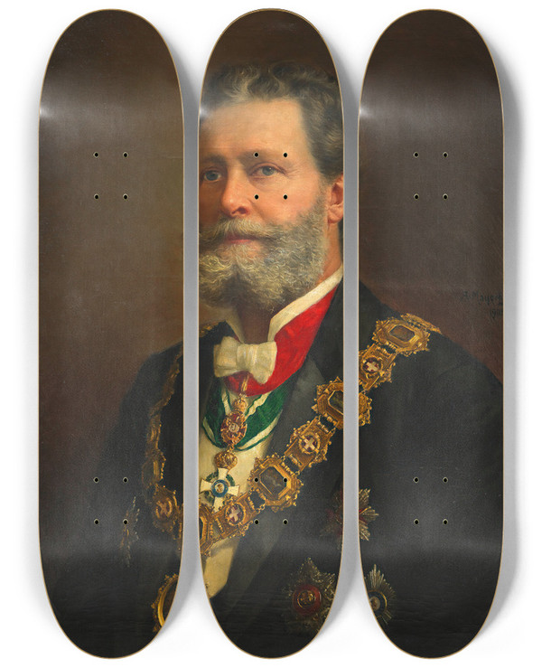 Triptych art skateboard deck of Adolf Mayerhofer Dr Karl Lueger Wiener Brgermeister by Adolf Mayerhofer (1857-1932)