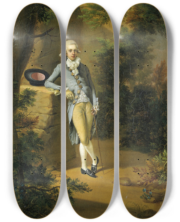 Triptych art skateboard deck of Georg Karl Urlaub Portrait Of Johann Georg Von Holzhausen by Georg Karl Urlaub (1749-1811)