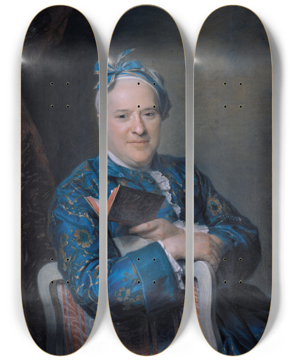 Triptych art skateboard deck of Mauricequentin De La Tour Pierrelouis Laideguive by Maurice-Quentin de La Tour (1704-1788)