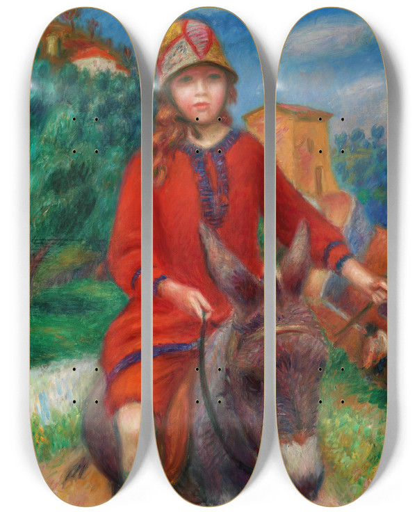 Triptych art skateboard deck of William James Glackens The Promenade by William James Glackens (1870-1938)