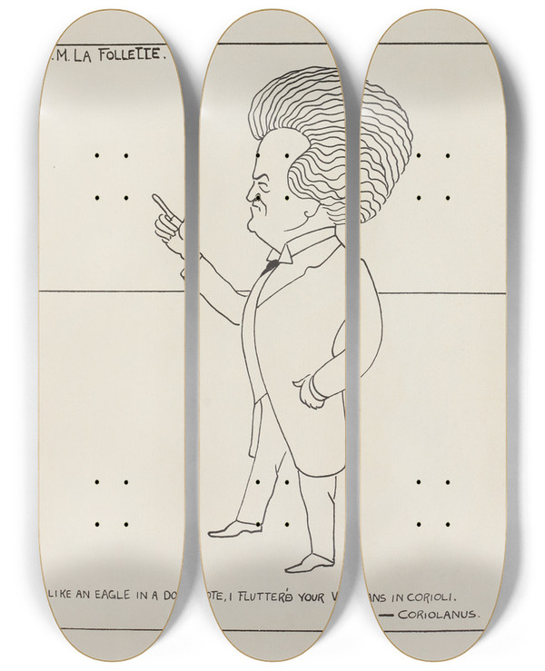 Triptych art skateboard deck of Carlo De Fornaro Mortals Immortals Pl33 by Carlo de Fornaro (1872-1949)