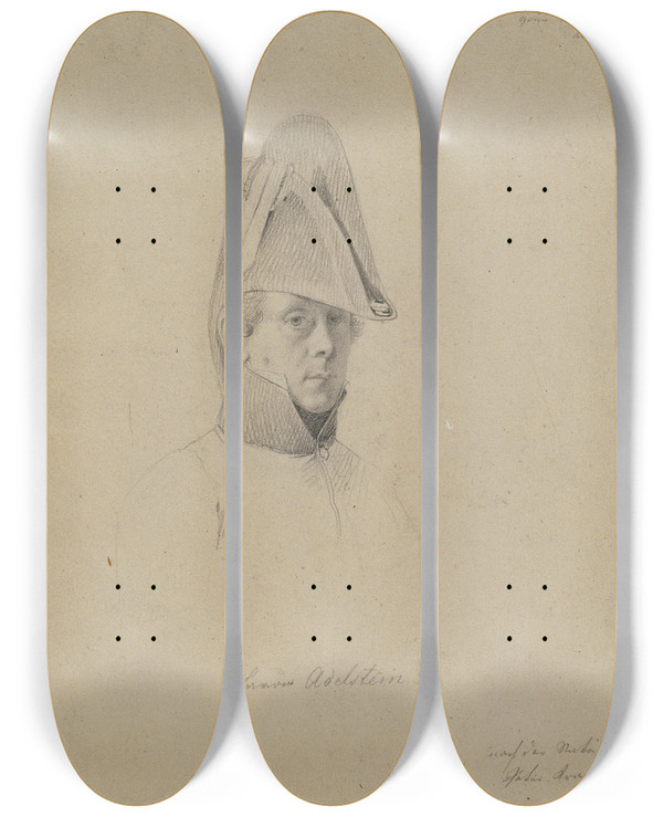 Triptych art skateboard deck of Johann Peter Krafft Baron Adelstein by Johann Peter Krafft (1780-1856)