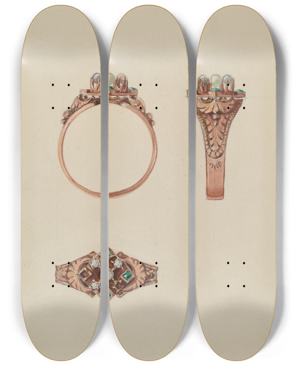 Triptych art skateboard deck of Kurt Melzer Ring by Kurt Melzer