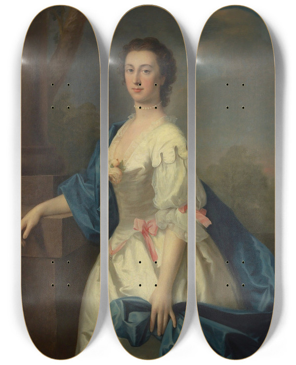 Triptych art skateboard deck of Follower Of Allan Ramsay Portrait Of A Lady by Follower Of Allan Ramsay (1713-1784)