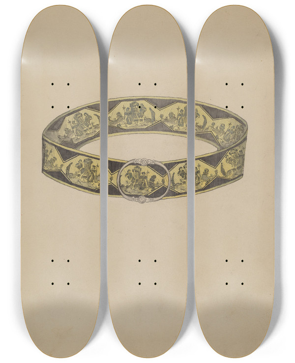 Triptych art skateboard deck of Nancy Crimi Belt_2 by Nancy Crimi (20-)