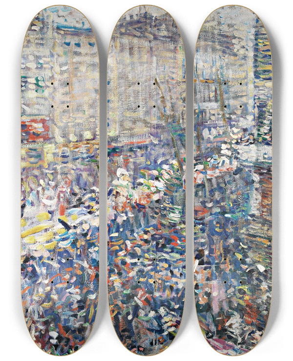 Triptych art skateboard deck of Nikolai Alexandrovich Tarkhov Streetcarnival Paris by Nikolai Alexandrovich Tarkhov (1871-1930)