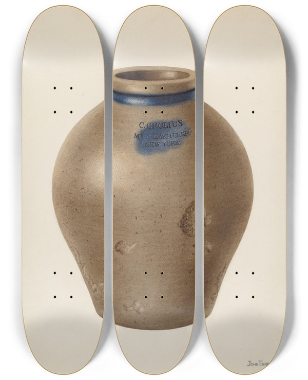 Triptych art skateboard deck of John Tarantino Vase_9 by John Tarantino (1935)