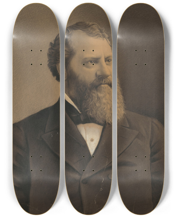 Triptych art skateboard deck of L Wieser James Alexander Williamson by L Wieser (1881)