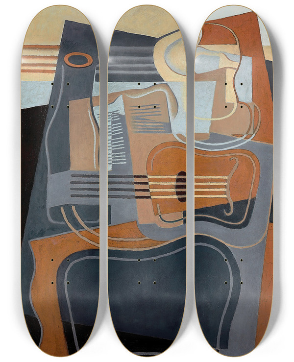 Triptych art skateboard deck of Juan Gris Le Guridon by Juan Gris (1887-1927)