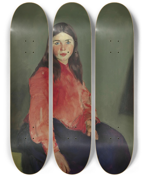 Triptych art skateboard deck of Robert Henri Mary Of Connemara by Robert Henri (1865-1929)