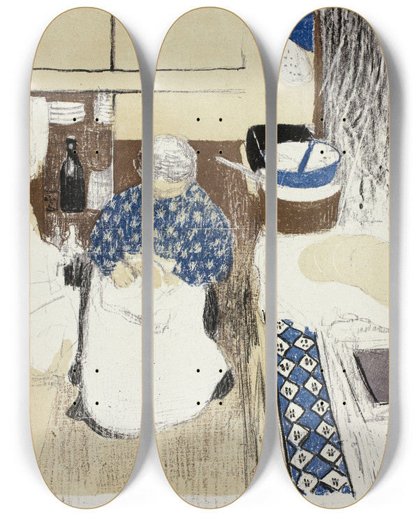 Triptych art skateboard deck of Douard Vuillard The Cook Plate Eleven From Landscapes And Interiors by douard Vuillard (1868-1940)