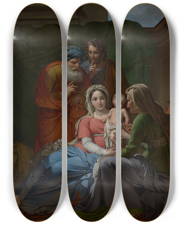 Triptych art skateboard deck of Joseph Paelinck The Holy Family by Joseph Paelinck (1781-1839)