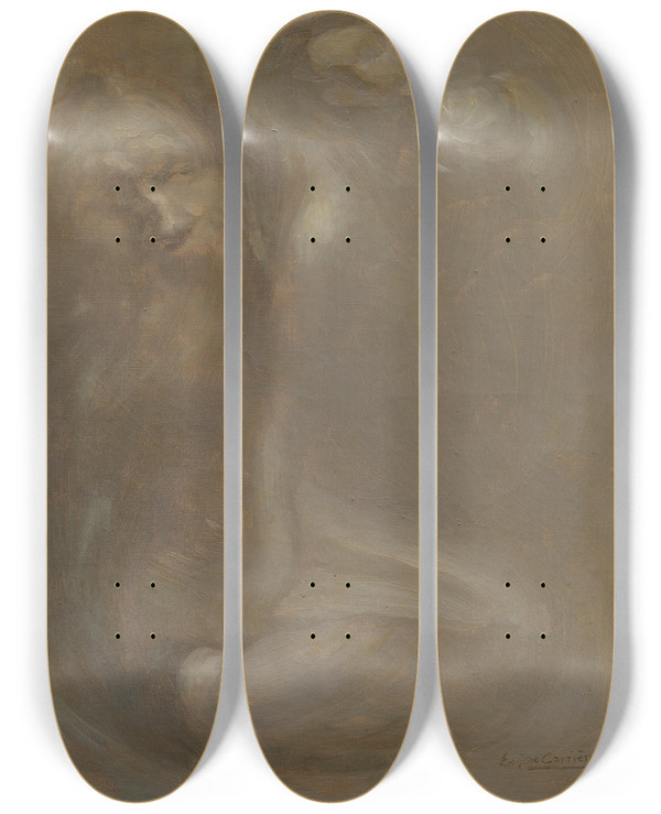 Triptych art skateboard deck of Eugne Carriere Rodin Modelling A Sculpture by Eugene Carriere (1849-1906)