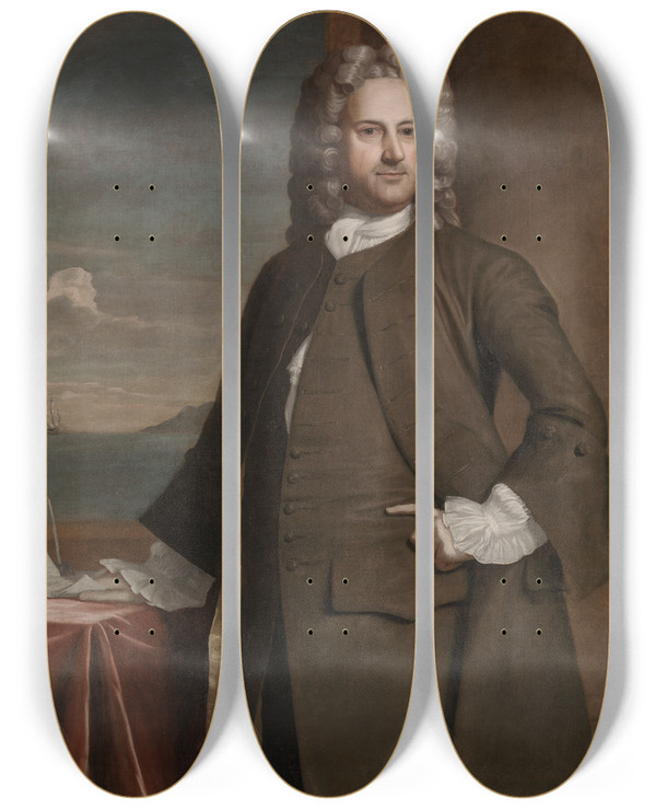 Triptych art skateboard deck of Robert Feke Charles Apthorp by Robert Feke (1707-1752)