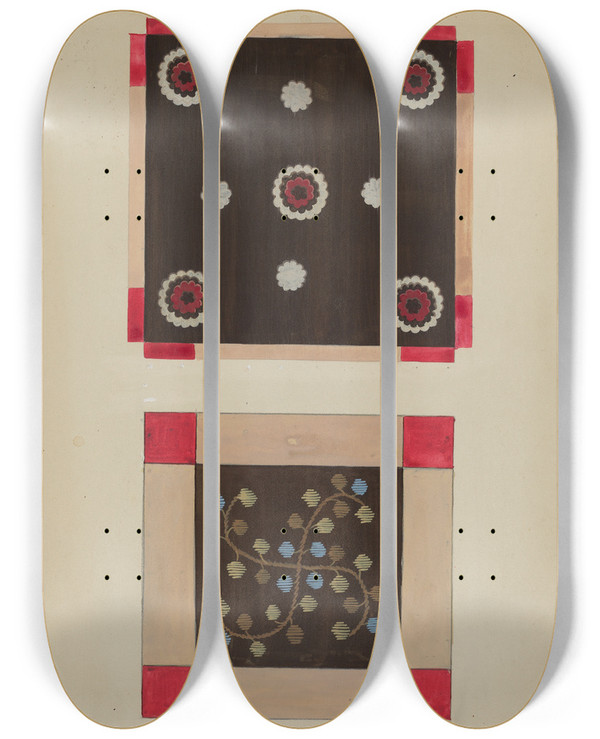 Triptych art skateboard deck of Jules Lefevere Button Rug_2 by Jules Lefevere