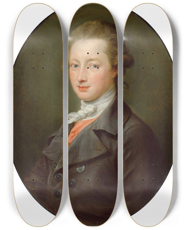 Triptych art skateboard deck of Pompeo Batoni Portrait Of A Gentleman_1 by Pompeo Batoni (1708-1787)