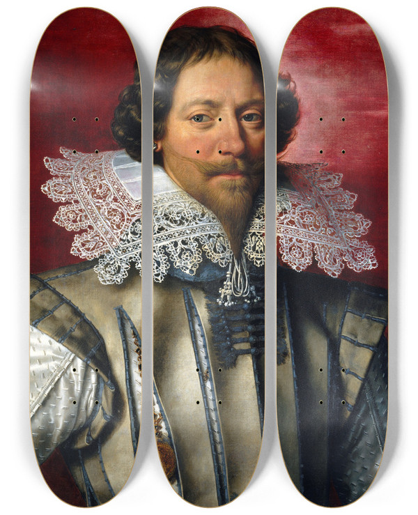 Triptych art skateboard deck of Frans Pourbus The Younger Portrait Of A Man by Frans Pourbus The Younger (1569-1622)