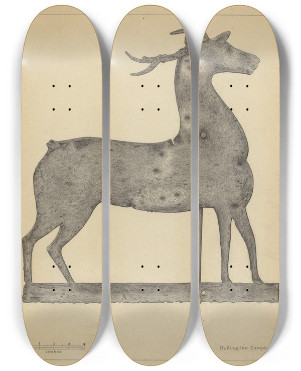 Triptych art skateboard deck of Rollington Campbell Weather Vane_3 by Rollington Campbell