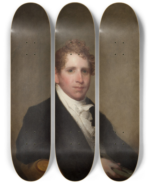Triptych art skateboard deck of Gilbert Stuart Dr James Stuart by Gilbert Stuart (1755-1828)