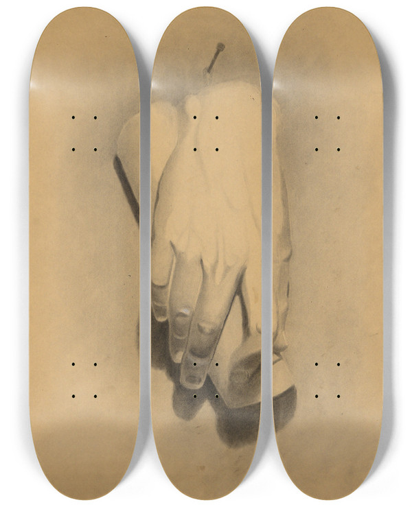 Triptych art skateboard deck of William Fowler Hopson Academicstudy_3 by William Fowler Hopson (1849-1935)