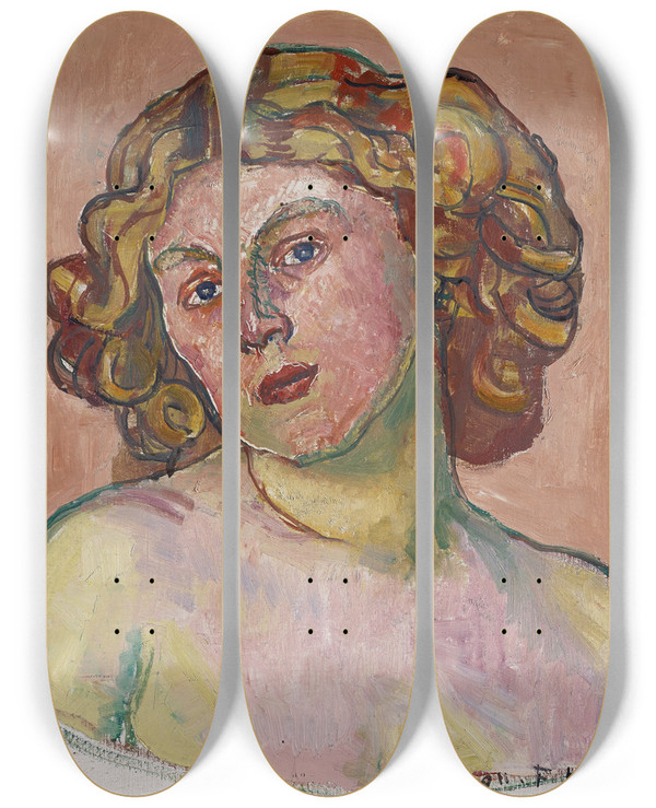 Triptych art skateboard deck of Ferdinand Hodler Portrait Of Rgina Morgeron by Ferdinand Hodler (1853-1918)