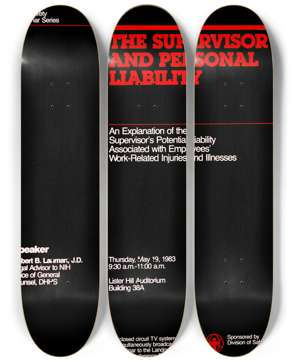 Triptych art skateboard deck of National Institutes Of Health The Supervisor And Personal Liability by National Institutes Of Health (1887)