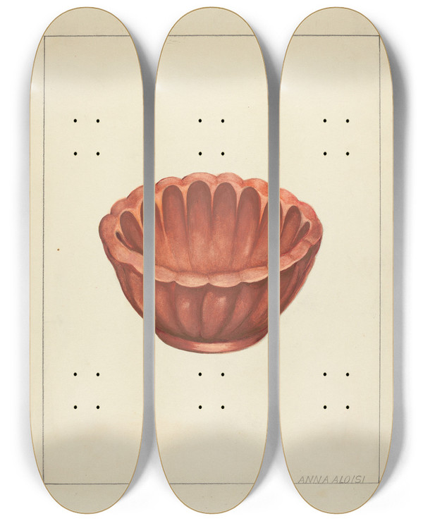 Triptych art skateboard deck of Anna Aloisi Jelly Mold by Anna Aloisi