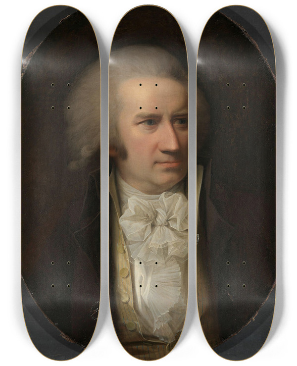 Triptych art skateboard deck of Jens Juel Portrait Of Bernt Anker Chamberlain Bernt Anker by Jens Juel (1745-1802)