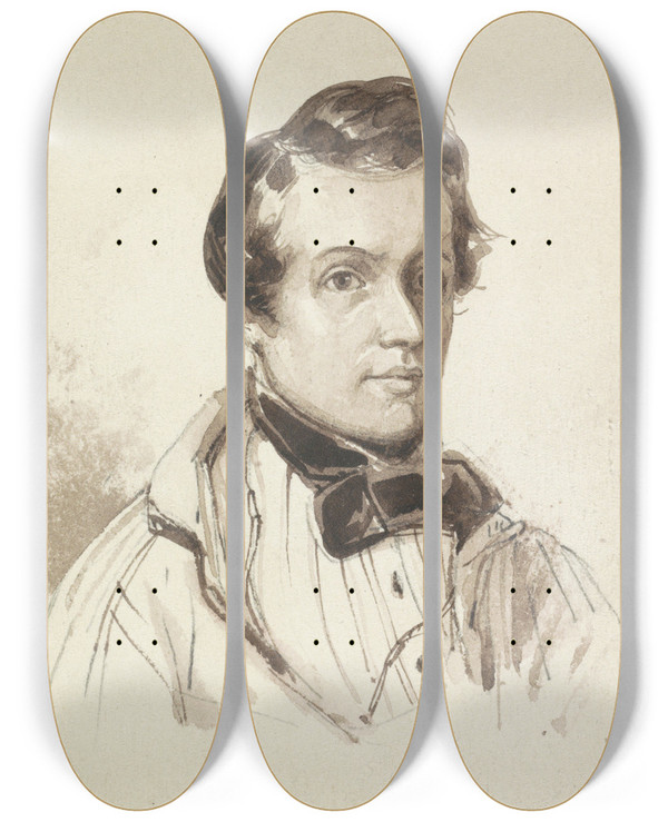 Triptych art skateboard deck of Jan Van Der Kaa Zelfportret Van Jan Van Der Kaa by Jan van der Kaa (1813-1877)