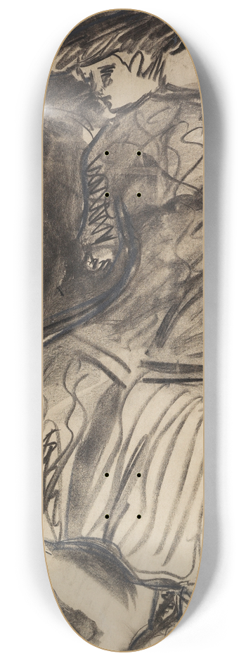 Ernst Ludwig Kirchner - Auf dem Bett sitzendes Mdchen 8.25 inch art skate deck