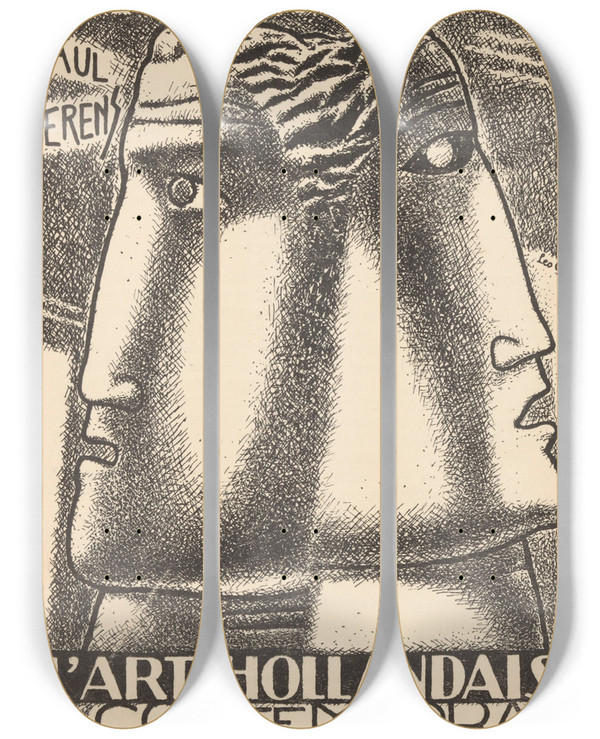 Triptych art skateboard deck of Leo Gestel Reproductieprent Boekomslag Lart Hollandais Contemporain Van Paul Fierens by Leo Gestel (1881-1941)