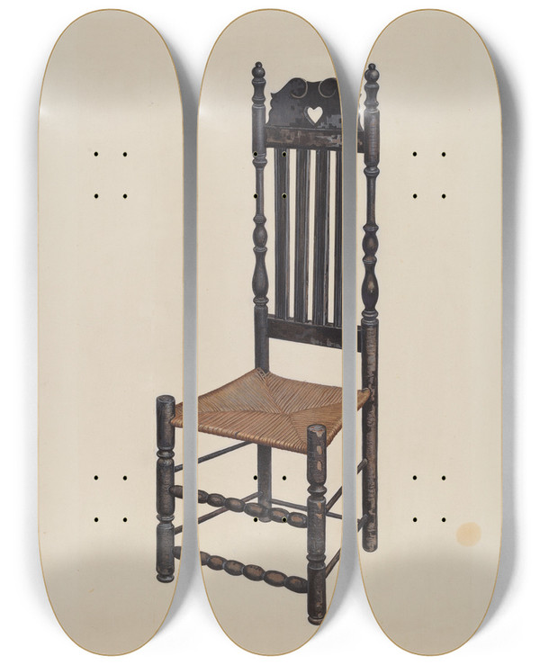 Triptych art skateboard deck of James M Lawson High Back Chair by James M Lawson