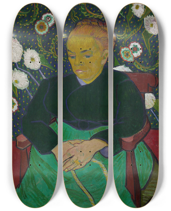 Triptych art skateboard deck of Vincent Van Gogh Madame Roulin Rocking The Cradle La Berceuse by Vincent van Gogh (1853-1890)
