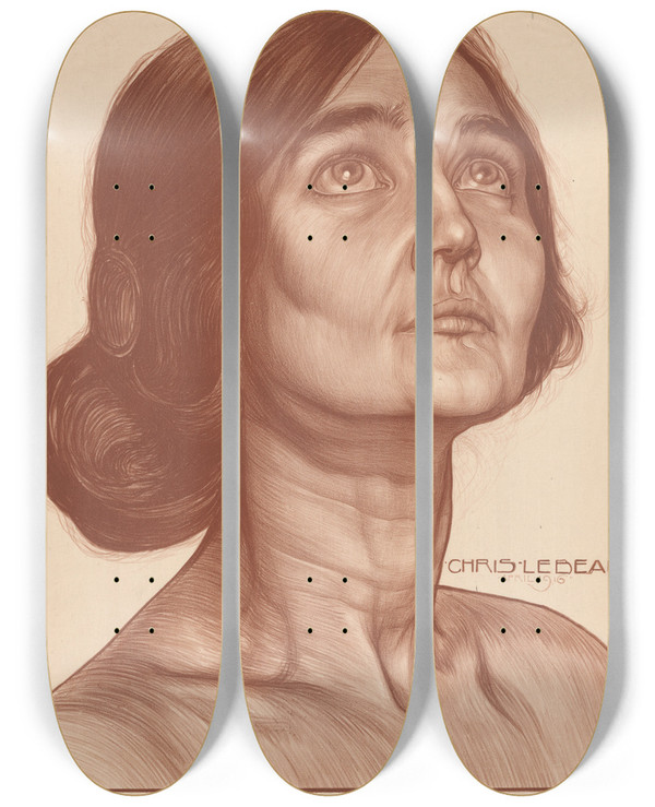 Triptych art skateboard deck of Chris Lebeau Portret Van Een Vrouw by Chris Lebeau (1878-1945)