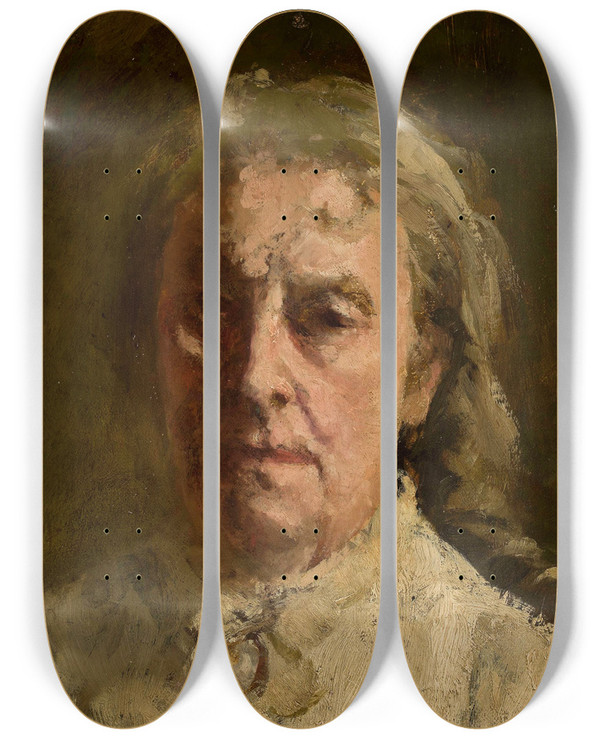 Triptych art skateboard deck of Maksymilian Gierymski Head Of A Woman by Maksymilian Gierymski (1846-1874)