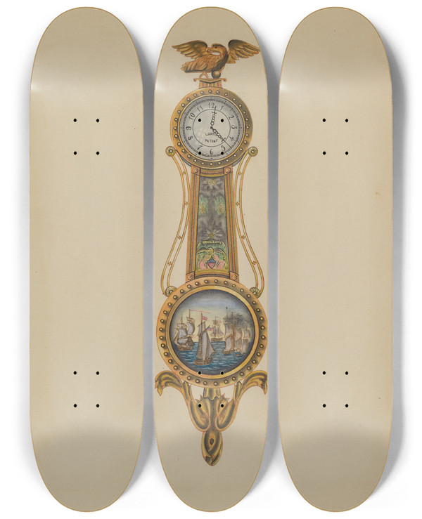 Triptych art skateboard deck of John Dieterich Clock_4 by John Dieterich