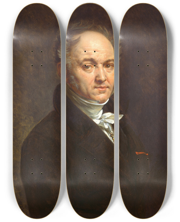 Triptych art skateboard deck of Antoinejean Gros Dr Vignardonne by Antoine-Jean Gros (1771-1835)