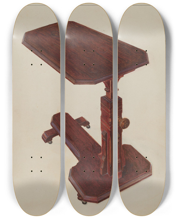 Triptych art skateboard deck of Magnus S Fossum Invalid Bedside Table by Magnus S Fossum