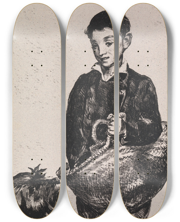 Triptych art skateboard deck of Douard Manet The Urchin_1 by douard Manet (1832-1883)