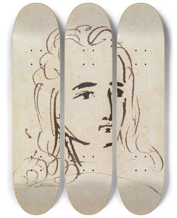 Triptych art skateboard deck of Benjamin Robert Haydon Study For Christs Entry Into Jerusalem_2 by Benjamin Robert Haydon (1786-1846)