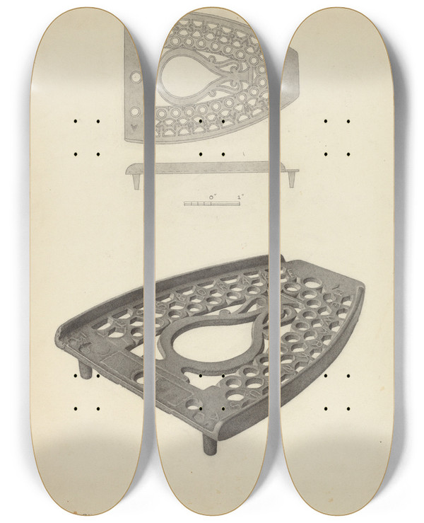 Triptych art skateboard deck of Gordon Sanborn Flat Iron Holder_1 by Gordon Sanborn