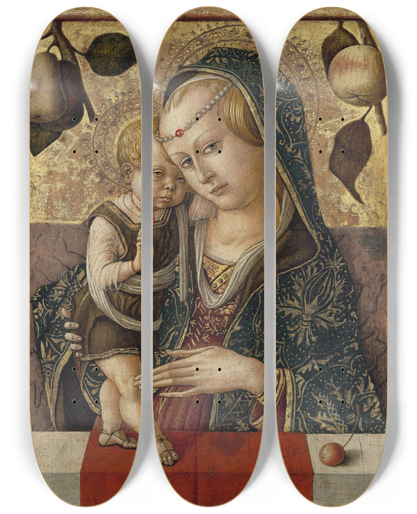 Triptych art skateboard deck of Carlo Crivelli Madonna And Child_2 by Carlo Crivelli (1430-1495)