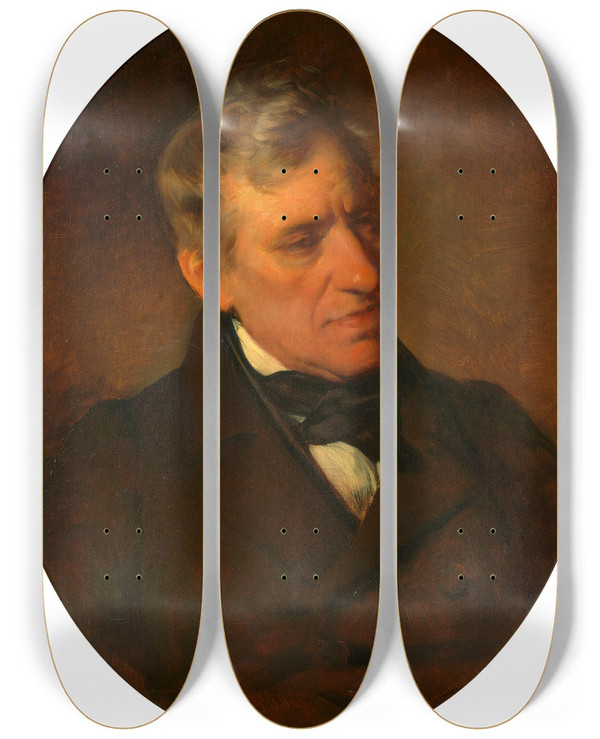 Triptych art skateboard deck of Friedrich Von Amerling Franz Grillparzer by Friedrich Von Amerling (1803-1887)