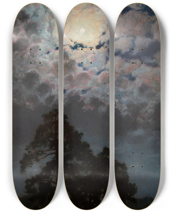 Triptych art skateboard deck of Stefan Popowski Pines by Stefan Popowski (1870-1937)
