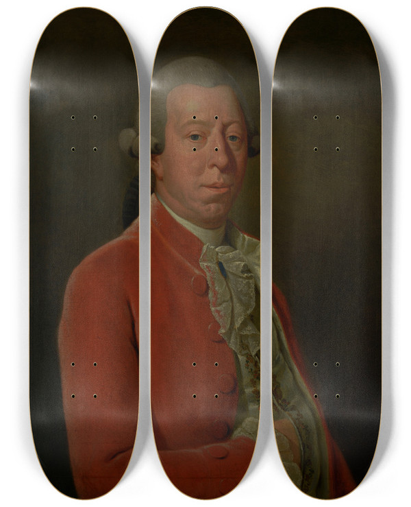 Triptych art skateboard deck of Benjamin Samuel Bolomey Portrait Of Pieter Van Den Santheuvel 17321799 by Benjamin Samuel Bolomey (1739-1819)