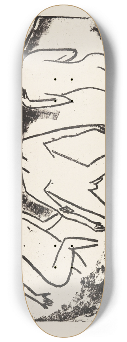 Ernst Ludwig Kirchner - Drei Akte im Wasser, Moritzburg 8.25 inch art skate deck